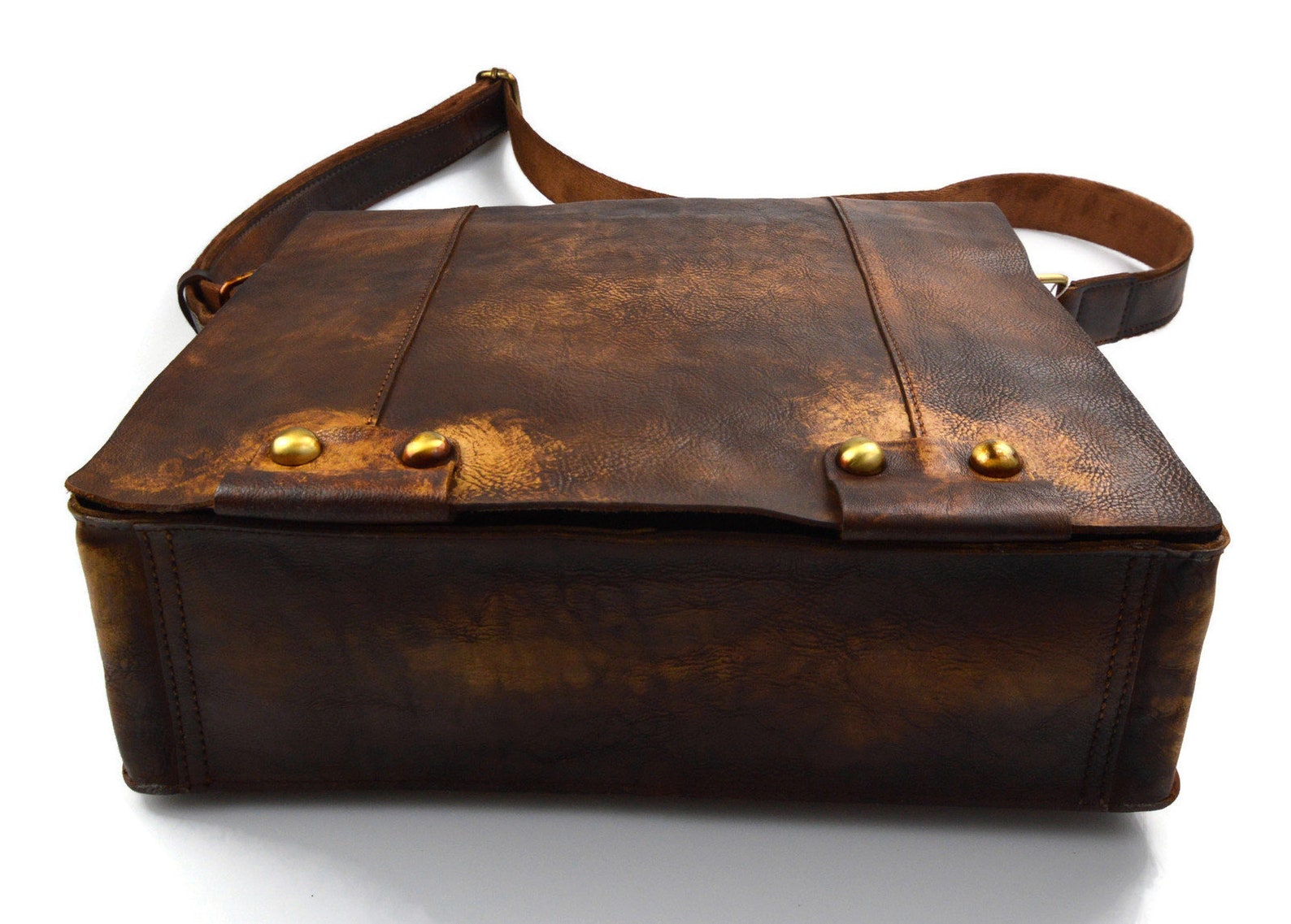 Brown Leather Shoulder Bag Leather Retro Satchel Mens Women Etsy