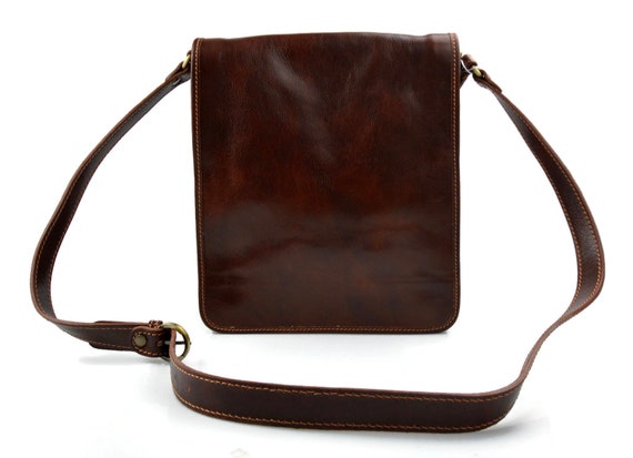 Bolso de cuero bandolera hombre mujer cartero de cuero marron | Etsy México