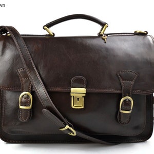 Carpeta de cuero bolso de hombre bolso de mujer mochila de piel bolso de cuero messenger bolso de espalda de piel marron oscuro
