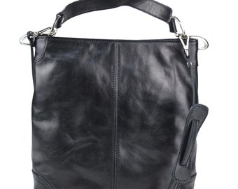 Bolso de de cuero bolso de piel de mujer negro bolso de espalda bolsa mujer piel
