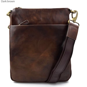 Bandolera de cuero bolso de espalda mujer de piel bolso piel hombre marron oscuro cartero de cuero bolso de piel messenger bolso de cuero