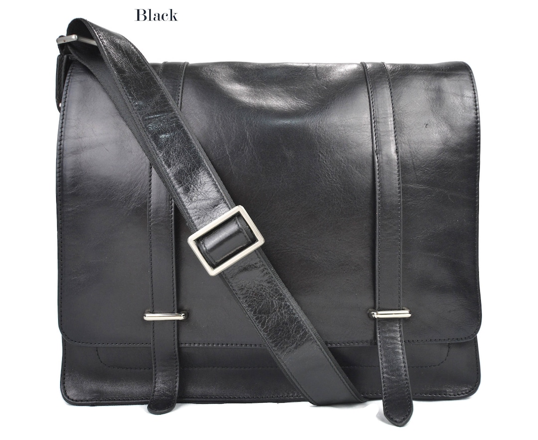 Mens Leather Messenger Bag Black Shoulder Bag Genuine Leather - Etsy