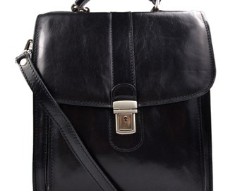 Bandoulière en cuir sac d'épaule cuir homme sac besace sac à bandoulière femme sac messenger sac à bandoulière noir Oscar