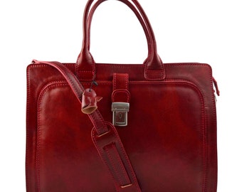 Leather briefcase men women office bag business bag shoulder bag messenger bag business bag satchel  handbag executive VIP briefcase red