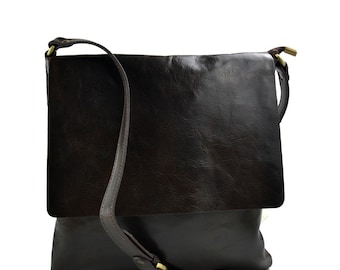 Shoulder bag for men leather shoulder bag leather crossbody bag for women leather satchel messenger bag dark brown shoulder bag