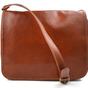 Bolso messenger de piel miel bolso de hombre piel bolso de mujer piel bandolera de cuero bolso de espalda bolso de cartero carpeta