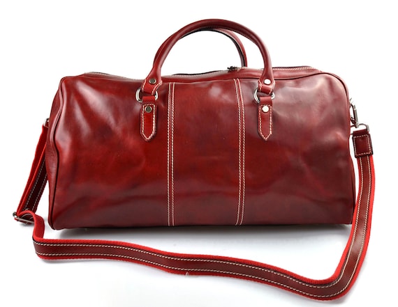 Duffle Bag Travel Bag Leather Duffel Bag Leather Travel Bag Leather Luggage Carry on Bag Men Women Gym Bag Luggage Weekender Duffle Bag Red Etsy Canada