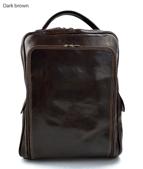Leather backpack genuine leather travel bag weekender sports