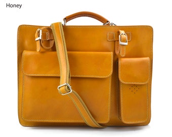 Briefcase leather briefcase for men briefcase men shoulder bag briefcase for women hard briefcase  leather bag messenger bag leather honey