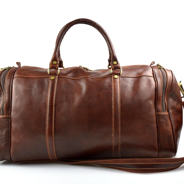 Sac de voyage sac bagage en cuir homme femme brun bandoulière voyage en cuir véritable sac de sport sac bagage à main marron