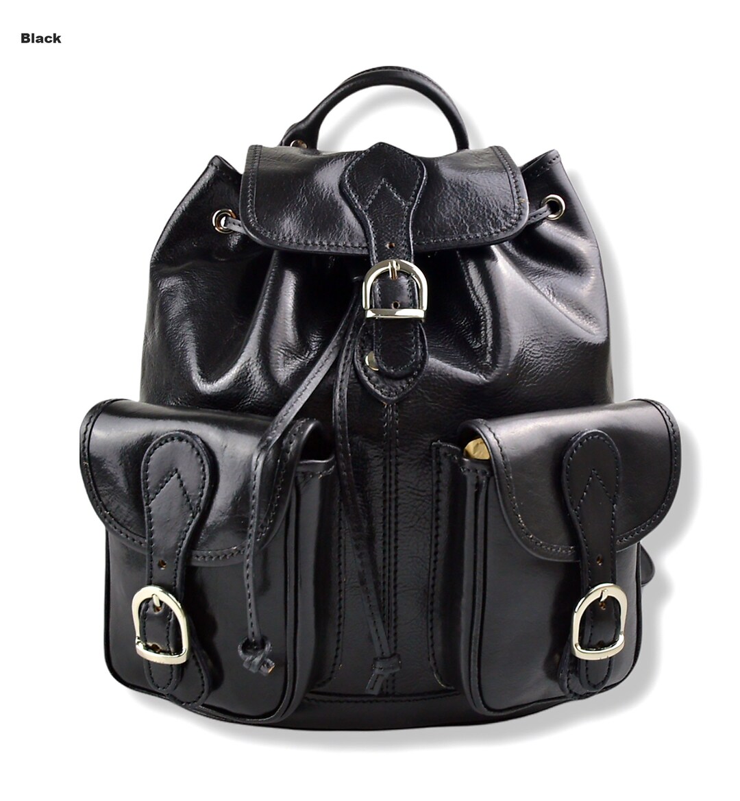 Backpack Leather Black Backpack Genuine Leather Travel Backpack Bag ...
