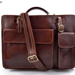 Carpeta de cuero bolso cartera de cuero bolso de hombre mujer marron bolso de piel messenger bolso de mano bolso de espalda bandolera