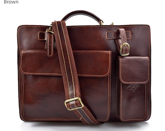 Briefcase leather briefcase for men briefcase men shoulder bag briefcase for women hard briefcase  leather bag messenger bag leather brown