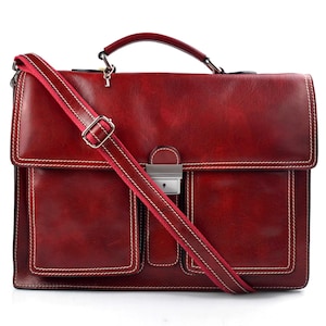 Bolso cartera de cuero bolso de cuero bolso hombre bolso mujer bolso de mano carpeta de cuero bolso messenger piel bolso de espalda rojo