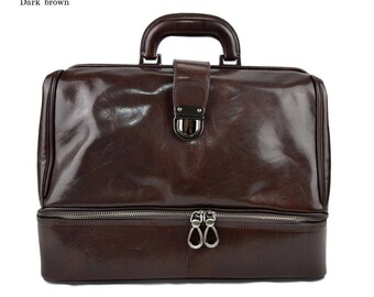 Doctor bag leather briefcase doctor bag for men women doctor handheld bag leather doctor handbag leather medical bag vintage bag dark brown