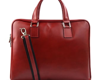 Women leather shoulder bag genuine Italian leather handbag ipad tablet leather bag ladies leather satchel office leather bag red