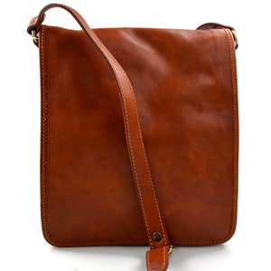 Bolso de cuero bandolera hombre mujer cartero de cuero miel bolso de piel messenger bolso de espalda  bandolera de piel genuina