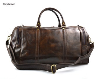 Sac de voyage en cuir  homme femme rouge bandoulière en cuir véritable sac de sport sac bagage à main brun foncè