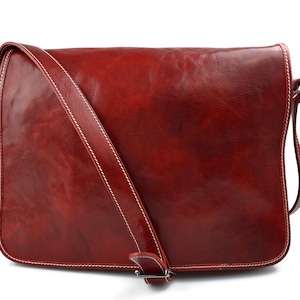 Bolso messenger de piel bandolera de cuero bolso cartero bolso de hombre piel cartera de cuero bolso de espalda maletin de piel rojo marron