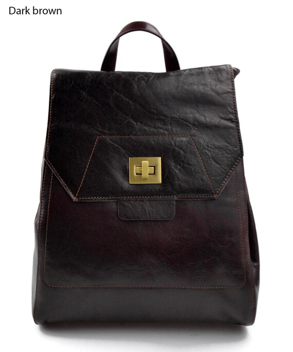 Mochila de cuero marron oscuro bolso de hombre piel bolso de | Etsy México
