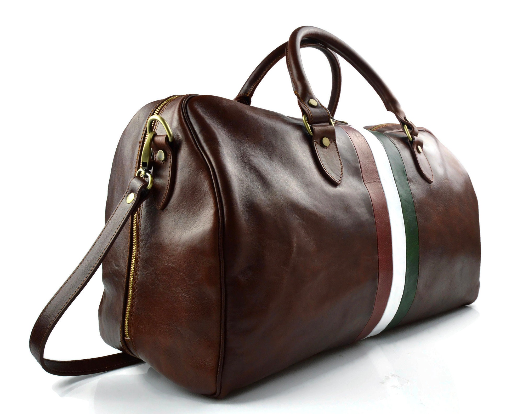 Leather travel bag duffle bag leather shoulder bag brown men | Etsy