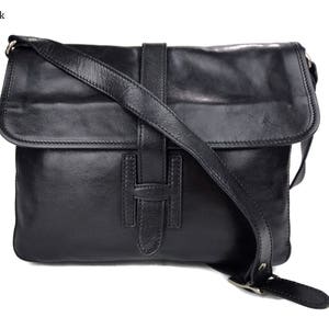 Carpeta de cuero messenger negro bolso de piel bandolera de piel cartero bolso de cuero de hombre bolso de mujer de cuero bolso de espalda