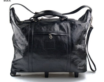 Maleta de cuero bolso de viaje negro con ruedas bolso hombre bolso de cuero bolso mujer bolso mano bolso deportivo bolso viaje bolsa cabina