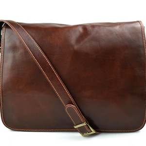 Bolso messenger de piel bandolera de cuero bolso cartero bolso de hombre piel cartera de cuero bolso de espalda maletin de piel marron