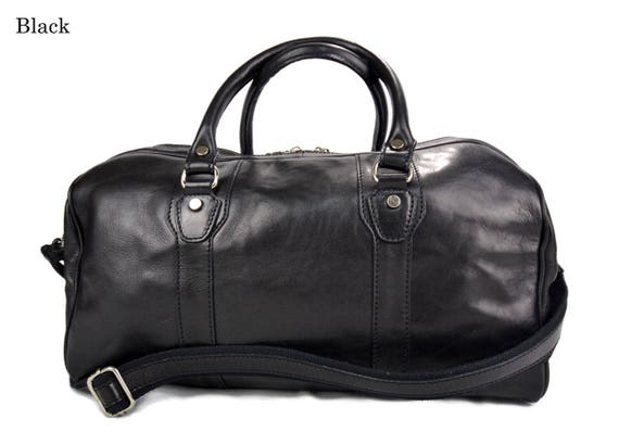 Leather duffle bag genuine leather travel bag black overnight | Etsy