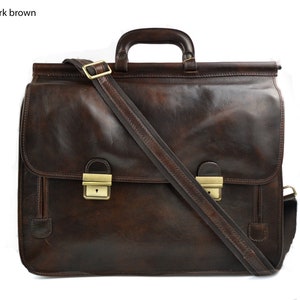 Bolso de cuero maletin de piel bandolera de cuero XXL bolso de hombre bolso de mujer bolso de mano bolso de espalda marron oscuromessenger