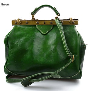 Doctor bag women leather handbag doctor bag handheld shoulder bag made in Italy green leather retro bag doctor bag women vintage leather