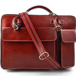 Carpeta de piel cartera de cuero bolso de mano bolso de hombre bolso de mujer bandolera de piel bolso de cuero messenger marron rojo