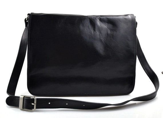 Leather Messenger Bag Black Mens Leather Bag Shoulder Bag