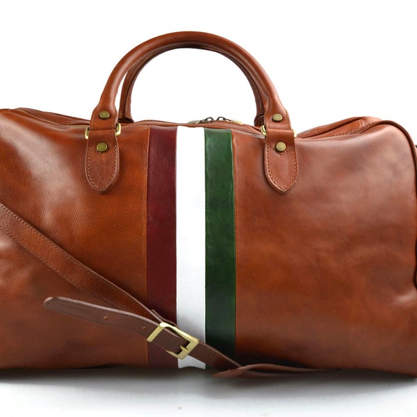 Sac de voyage cuir sac bagage sac bagage a main drapeau italien homme femme bandoulière en cuir sac de sport bagage à main miel