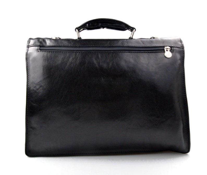 Leather briefcase men women black office shoulder bag messenger business bag satchel brown handbag document bag document folder executive image 5