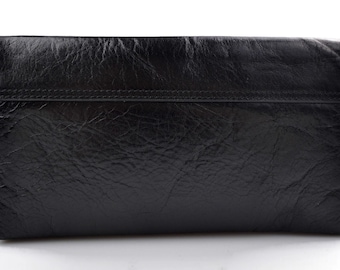 Clutch leather pouch leather zipped bag big leather clutch zipper black pouch leather zipper pouch leather clutch zipper clutch bag handbag