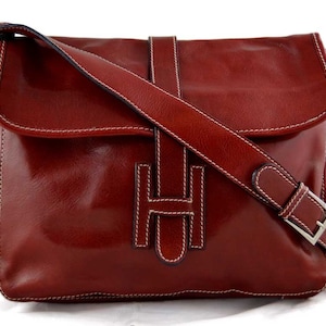 Carpeta de cuero messenger bolso de piel bandolera de piel cartero bolso de cuero de hombre bolso de mujer de cuero rojo bolso de espalda