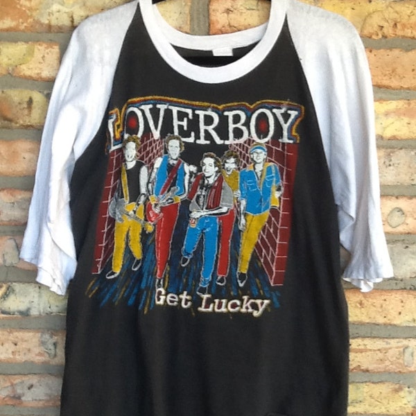 1981 vintage LOVERBOY jersey baseball concert tour tee shirt Sz Large