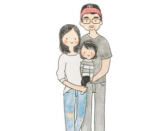 Benutzerdefinierte Portrait/Custom Paare Portrait/Custom Family Portrait Original Illustration (Digital/Print it yourself))