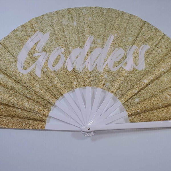 Goddess Hand Fan | Statement Fan | Large Fan | Pride | Beauty | Makeup | Glow Fan | Clack Fan | Hand Fan