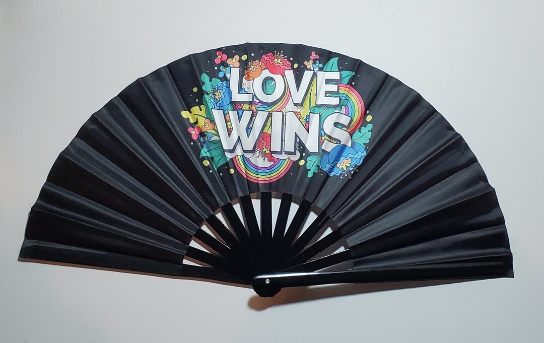 Love Wins Pride Large Hand Fans Photo Booth Fan Clack Fan Hand Fan Rave