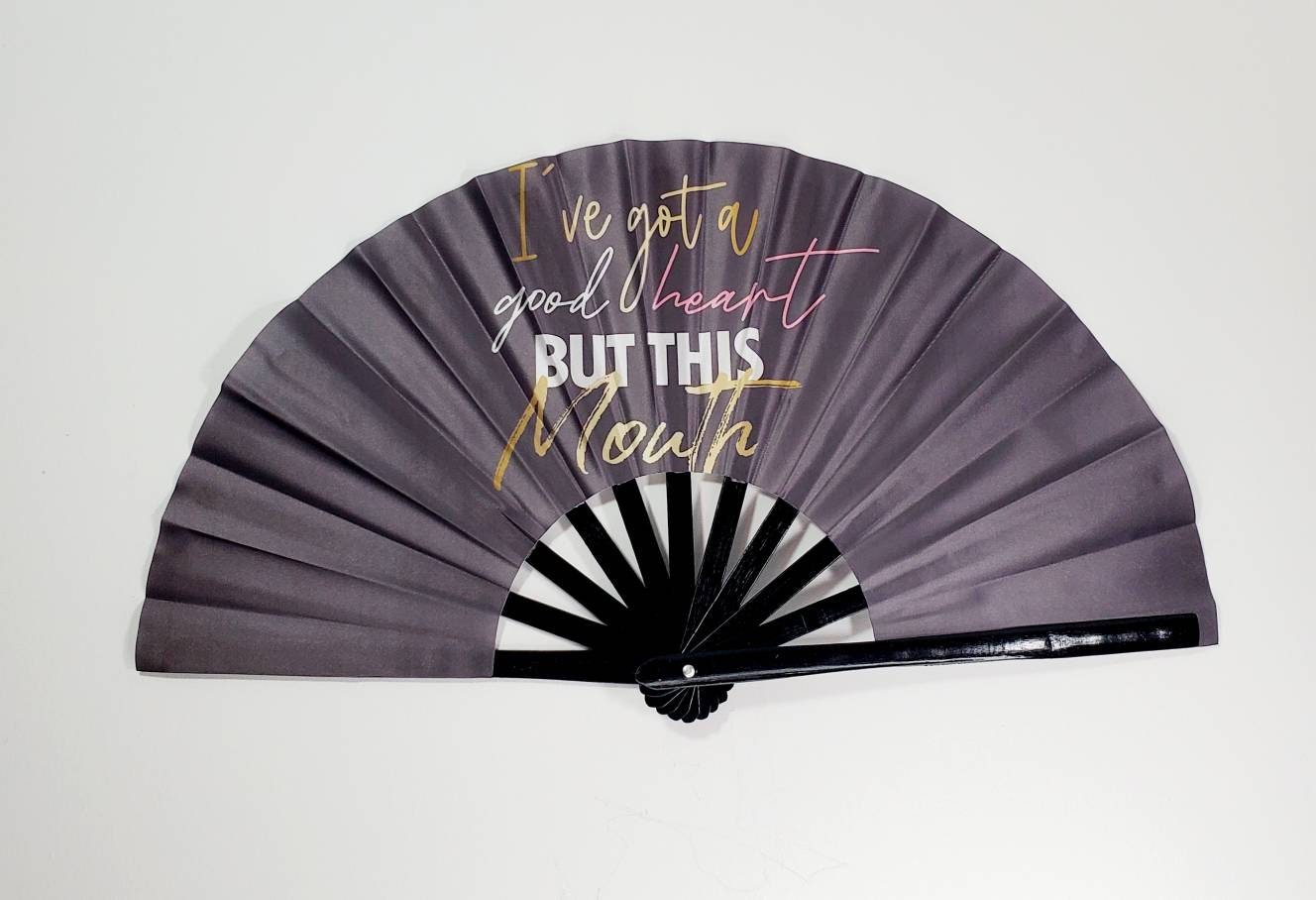 Portal industrialisere Hula hop I've Got a Heart of Gold but This Mouth Statement Hand Fan - Etsy