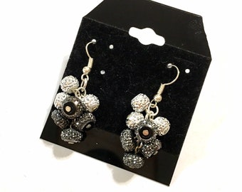 Black and silver sparkle cluster earrings.