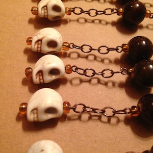 Skull Halloween Shower Curtain Decoration for Bathroom.  White. Brown. Bronze. Ceramic. Howlite.