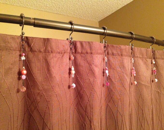 Pink Shower Curtain Hook Decoration With Black Chain for the Bathroom