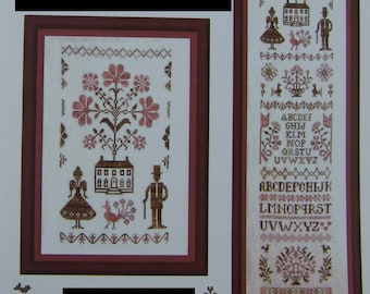 Schema punto croce Mr e Mrs Quaker: Band Sampler