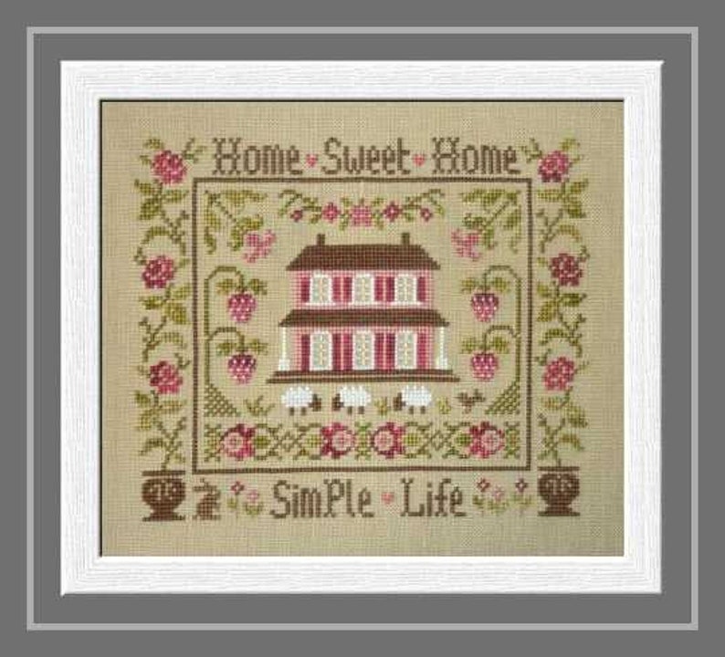 Simple Life counted cross stitch chart to work in 9 colours of thread. image 1