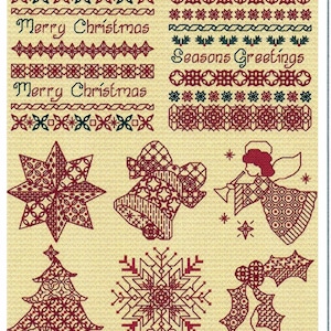 Christmas Blackwork – gezählter Kreuzstich und Blackwork Stickvorlagen.