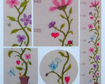 Flowers Height Chart. Counted cross stitch chart.