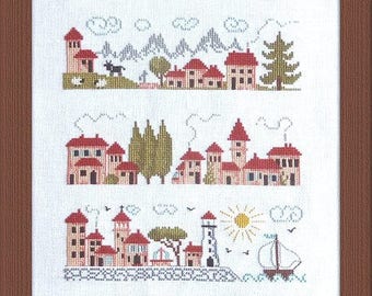 Between Sea and Mountain counted cross stitch chart.